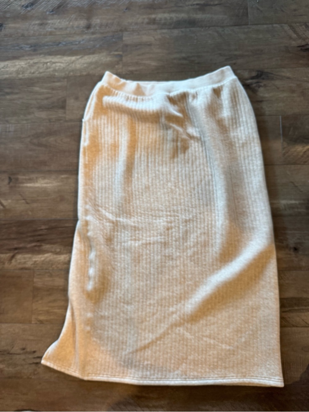 aerie Cream Ribbed Pencil Midi Skirt